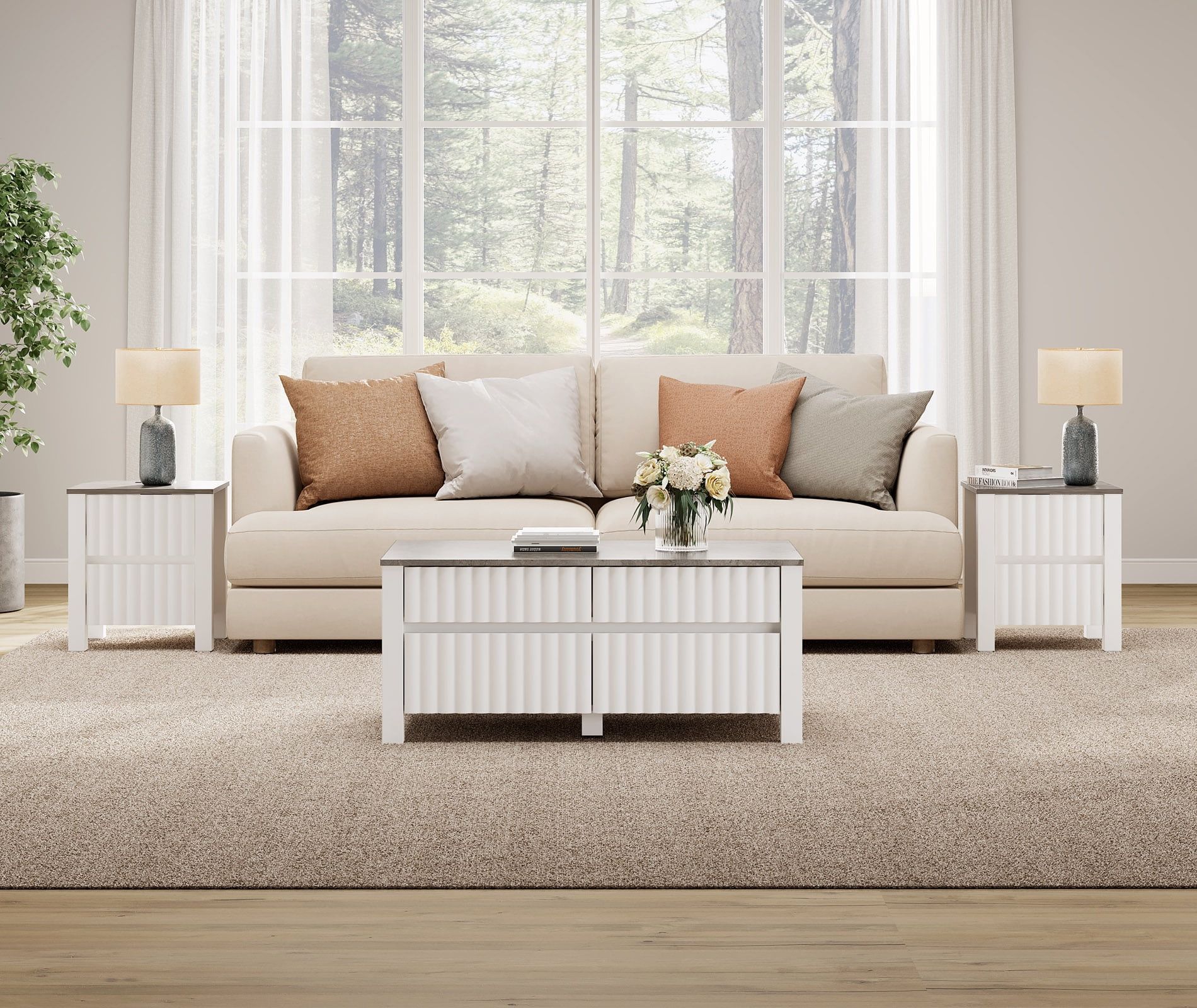 Wampat Premium Modern Coffee Table Set Of 3 For Living Room, 1 Large ... with regard to The Enduring Allure of Teak Coffee Table Sets in Contemporary Homes