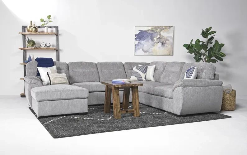 Wanda Full Pullout Tux Chaise Sectional In California Gray, Left Facing throughout Hawthorne Collections Left Facing Sectional In Gray