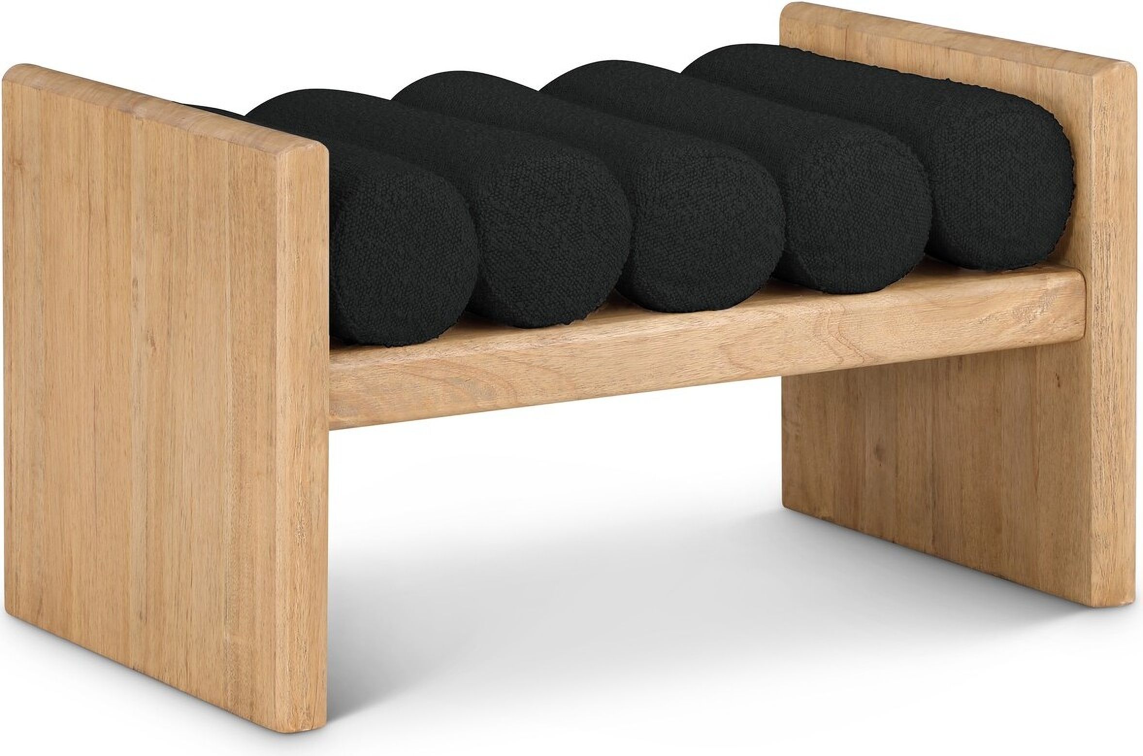 Waverly Boucle Fabric 32&quot; Bench In Black/Natural By Meridian ... intended for Waverly Boucle Fabric Bench, Black