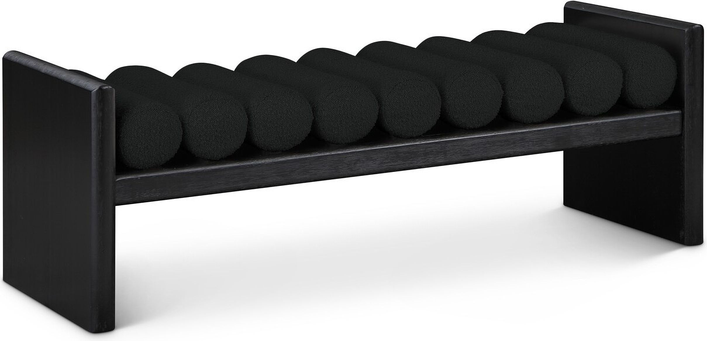 Waverly Boucle Fabric 52&quot; Bench In Black By Meridian | 1Stopbedrooms throughout Waverly Boucle Fabric Bench, Black