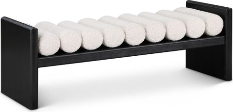 Waverly Boucle Fabric 52" Bench In Cream/Black By Meridian | 1Stopbedrooms throughout The Enduring Appeal of the Waverly Boucle Fabric Bench in Black