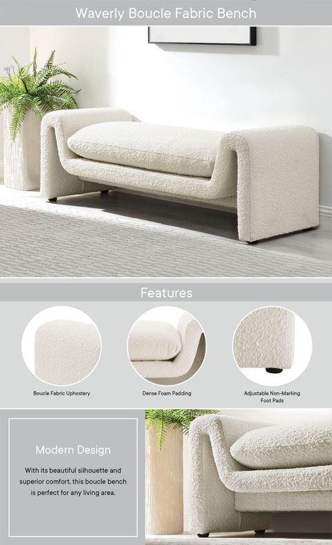 Waverly Boucle Fabric Bench intended for The Enduring Appeal of the Waverly Boucle Fabric Bench in Black