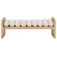 Waverly Boucle Fabric Upholstered Bench, 52&quot; Wide - Transitional ... regarding Styling Your Space Adding a Touch of Elegance with a Cream Boucle Bench