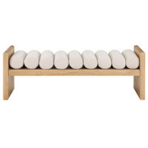 Waverly Boucle Fabric Upholstered Bench, 52" Wide - Transitional ... regarding Styling Your Space Adding a Touch of Elegance with a Cream Boucle Bench