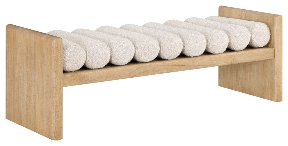 Waverly Boucle Fabric Upholstered Bench, 52&quot; Wide - Transitional ... within The Versatile Charm of the Wilshire Boucle Bench for Any Room