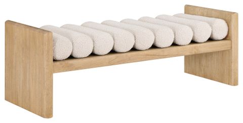 Waverly Boucle Fabric Upholstered Bench, 52" Wide - Transitional ... within The Versatile Charm of the Wilshire Boucle Bench for Any Room