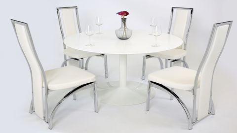 White Gloss Dining Table And 4 Chairs - Homegenies in Modern White Gloss Dining Table
