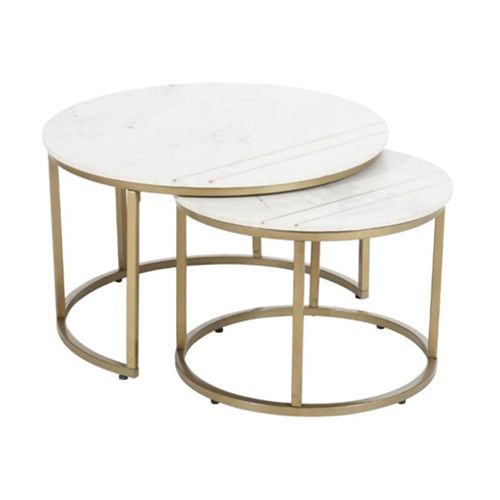 White Marble With Gold Powder Coat Metal Base Coffee Table Set Of At ... with regard to How a White Marble and Matte Gold Coffee Table Can Transform Your Living Space