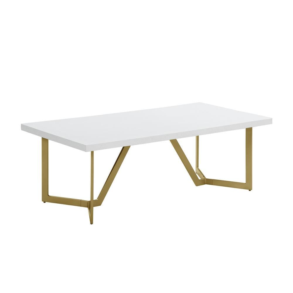 White Wood Coffee Table With Gold Painted Legs - Walmart.com within Styling Your Space The Charm of Black Wood Coffee Tables with Gold Accents