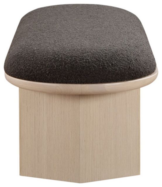 Wilshire Boucle Fabric Upholstered Bench - Transitional - Upholstered Benches - By Meridian ... for Wilshire Boucle Fabric Upholstered Bench, Brown, Natural Oak Finish