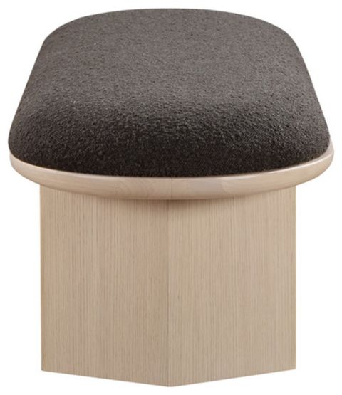 Wilshire Boucle Fabric Upholstered Bench - Transitional - Upholstered Benches - By Meridian ... for Wilshire Boucle Fabric Upholstered Bench, Brown, Natural Oak Finish