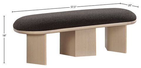 Wilshire Boucle Fabric Upholstered Bench - Transitional - Upholstered Benches - By Meridian ... within Wilshire Boucle Fabric Upholstered Bench, Brown, Natural Oak Finish