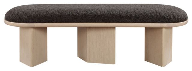 Wilshire Boucle Fabric Upholstered Bench - Transitional - Upholstered ... with Wilshire Boucle Fabric Upholstered Bench, Cream, Walnut Finish