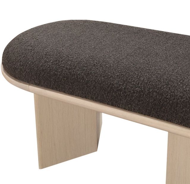 Wilshire Boucle Fabric Upholstered Bench - Transitional - Upholstered ... within Wilshire Boucle Fabric Upholstered Bench, Cream, Walnut Finish
