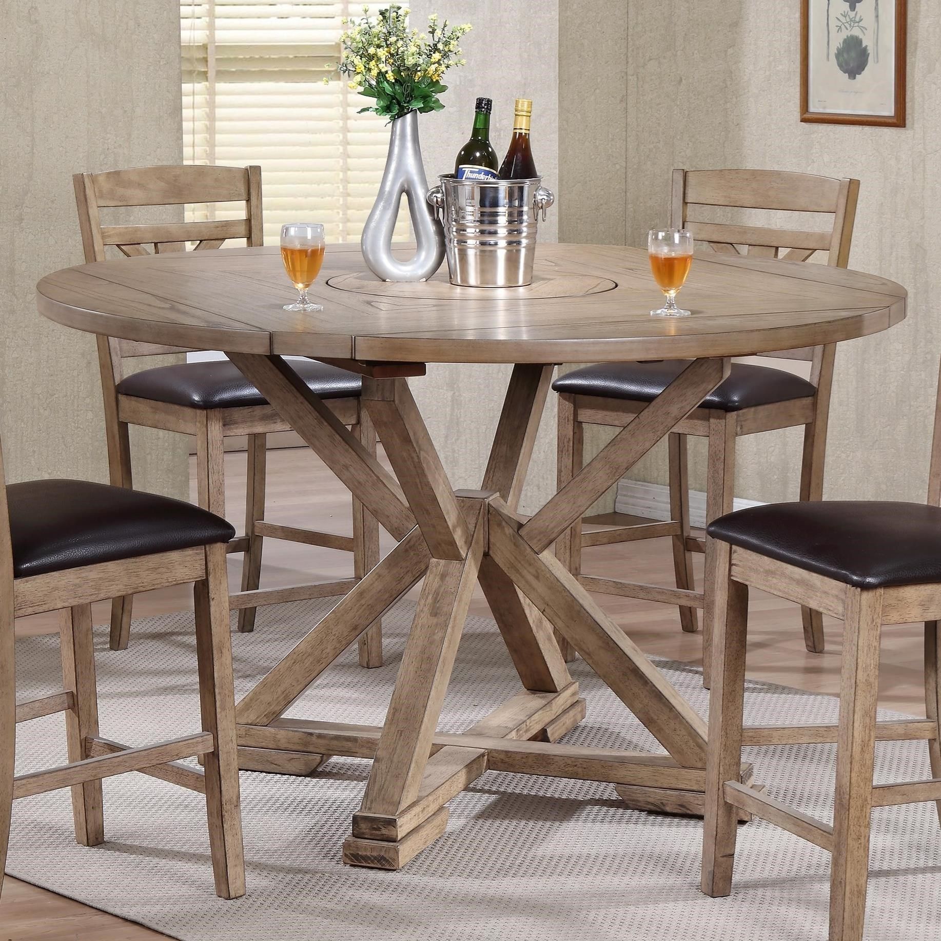 Winners Only Grandview Dropleaf Counter Height Table With Lazy Susan ... inside Table With Butterfly Extension