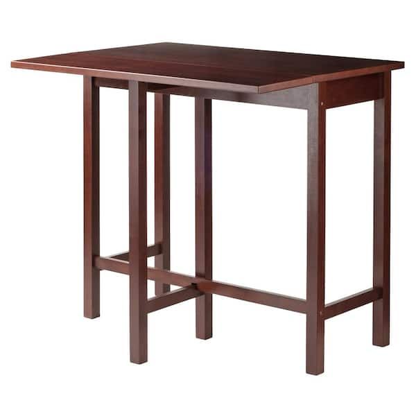 Winsome Wood Lynnwood Drop Leaf High Table In Walnut 94149 - The Home Depot with regard to Winsome Wood Lynden Drop Leaf Dining Table
