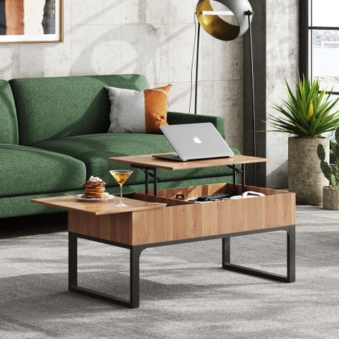 Wlive Lift Top Coffee Table For Living Room, Wood Dining Table With ... with regard to The hidden genius of under-table storage solutions for modern homes
