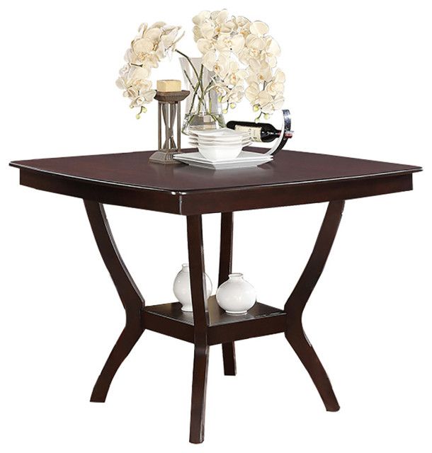 Wood Dining Table In Brown, Counter Height - Transitional - Dining ... with Counter Height Square Dining Table, Brown