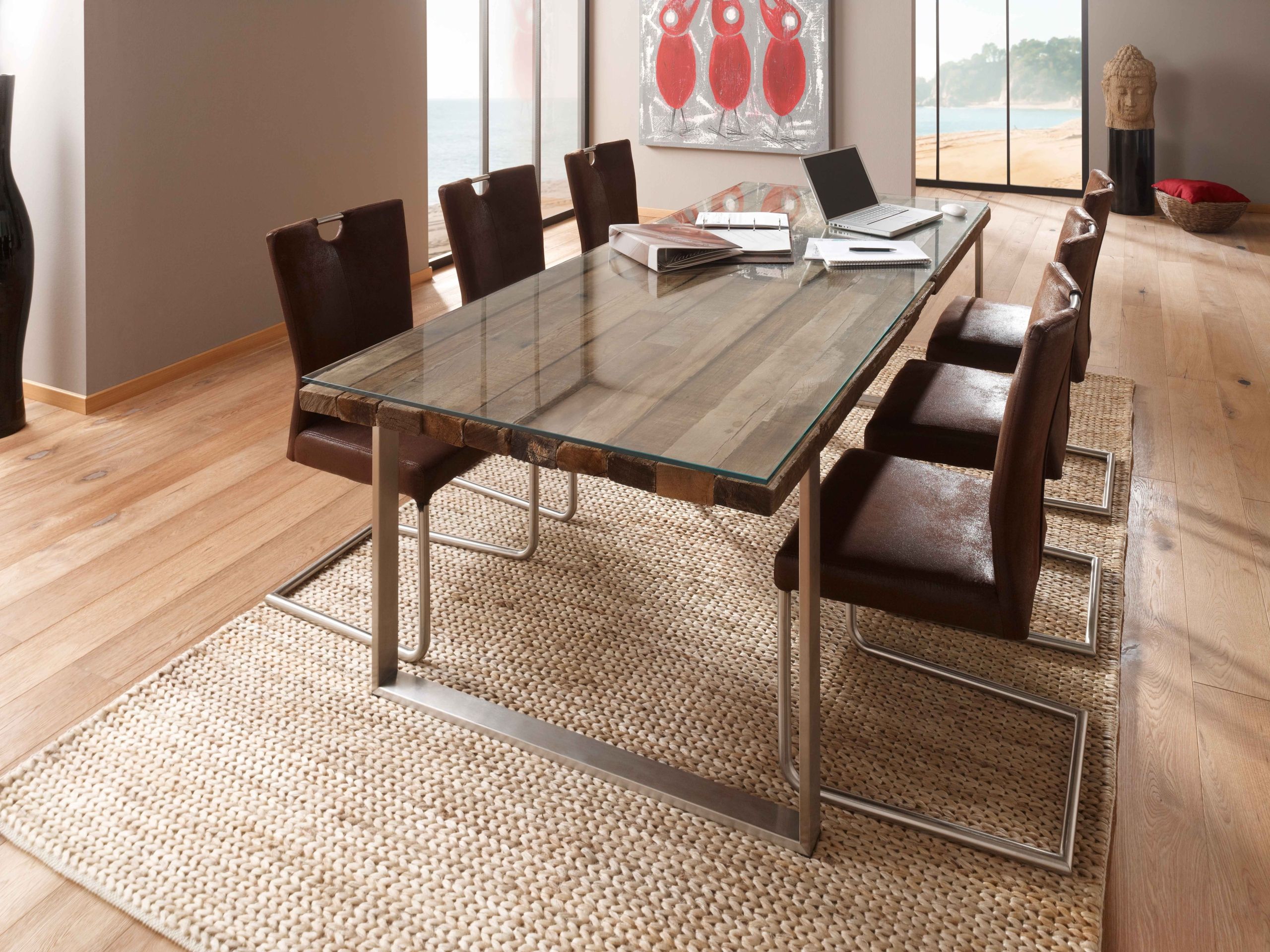 Wood Dining Table With Glass Top - Foter intended for Wood And Glass Dining Table Combination