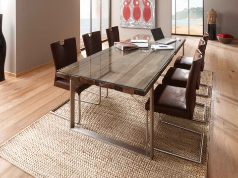 Wood Dining Table With Glass Top - Foter intended for Wood And Glass Dining Table Combination