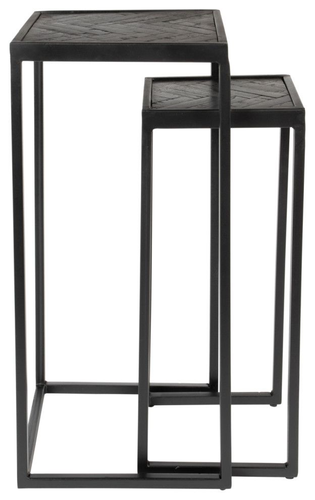 Wooden Chevron Side Tables (2) | Df Parker - Industrial - Coffee Table ... within  Df Parker