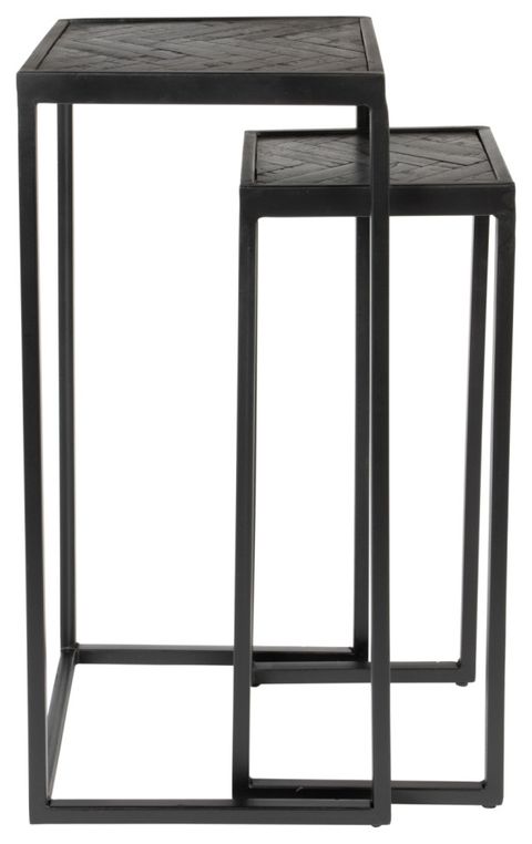 Wooden Chevron Side Tables (2) | Df Parker - Industrial - Coffee Table ... within Df Parker