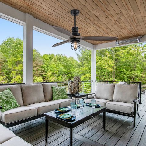 Wwm 52 Inch Rustic Outdoor Ceiling Fan With Light And Remote, 3 Wood ... with Rustic Outdoor Ceiling Fan With Wooden Blades