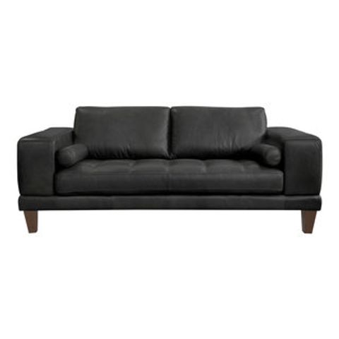 Wynne Contemporary Loveseat In Genuine Black Leather With Brown Wood ... for The Wynne Sofa A Blend of Comfort and Sophistication in Brown