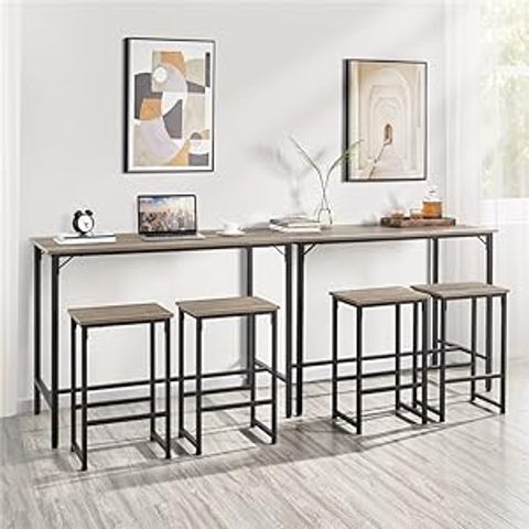 Yaheetech Bar Table Set 3 Piece Bar Table And Stools Set, Industrial ... in Styling Your Gray 3-Piece Table Set A Practical Guide