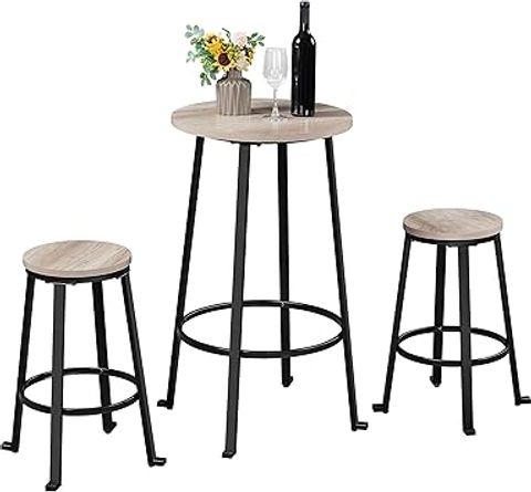 Yaheetech Bar Table Set 3 Piece Dining Table Set Kitchen Table & Chair ... pertaining to Gray Table Set, 3-Piece Set