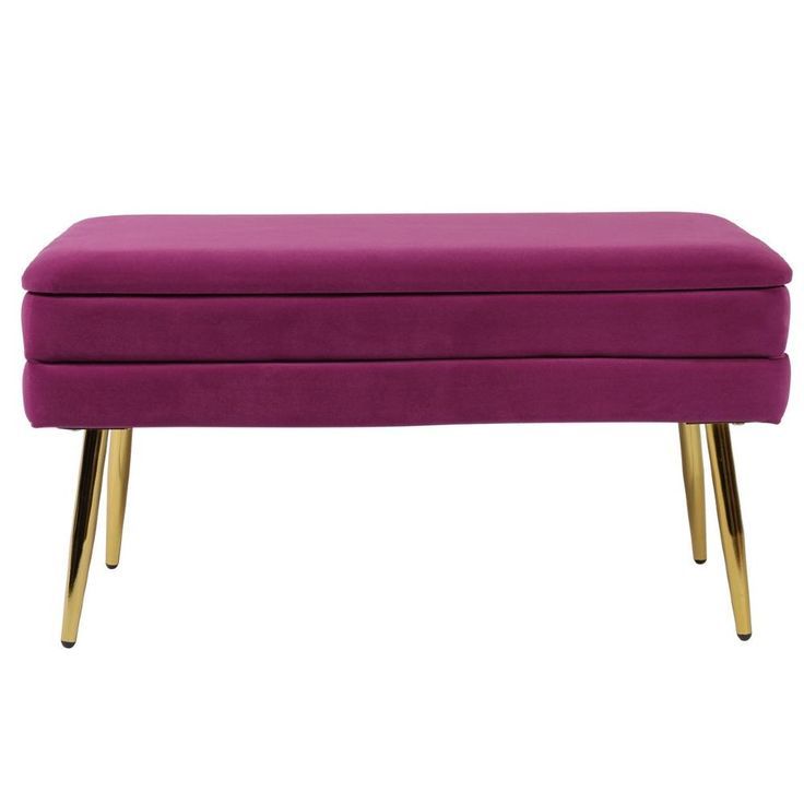 Yuki Modern Classic Purple Velvet Upholstered Storage Bench | Upholstered Storage, Upholstered ... within 45&quot; Plum And Purple Upholstered Velvet Bench
