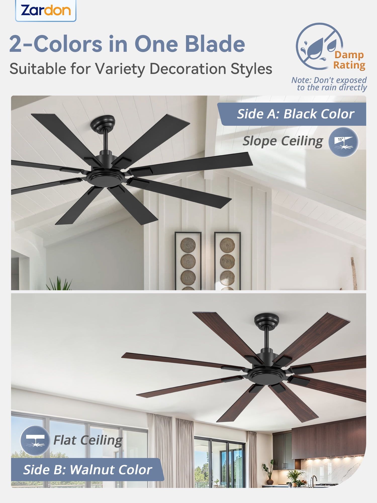 Zardon 42&quot; Modern Outdoor Ceiling Fan With Light And Remote Control – 6 ... pertaining to How Modern Outdoor Fans with Three Speeds Enhance Comfort