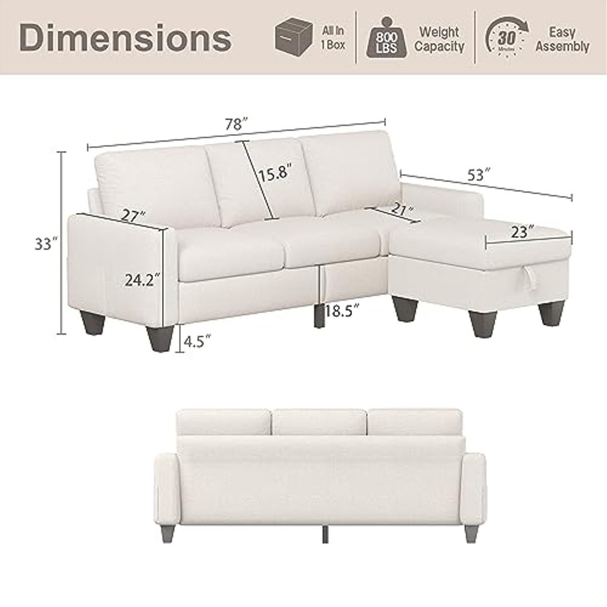 Zeefu Convertible Sectional Sofa Couch,Beige Linen Fabric Modern 3-Seat L-Shaped Upholstered ... intended for Your Guide to Ultimate Relaxation in a Beige Fabric Sectional