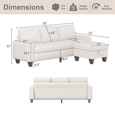 Zeefu Convertible Sectional Sofa Couch,Beige Linen Fabric Modern 3-Seat L-Shaped Upholstered ... intended for Your Guide to Ultimate Relaxation in a Beige Fabric Sectional
