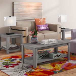 Zipcode Design™ Table Set, 3Pcs Set, Coffee, End, Side, Accent, Living ... with regard to Elevate Your Space How a 3-Piece Grey Laminate Table Set Can Transform Your Living Room