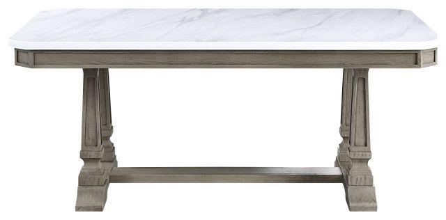 Zumala Dining Table, Marble And Weathered Oak - French Country - Dining ... for The Art of Crafting a Zumala Dining Table with Marble and Weathered Oak