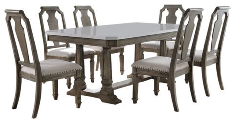 Zumala Dining Table, Marble And Weathered Oak - French Country - Dining ... throughout Zumala Dining Table, Marble And Weathered Oak