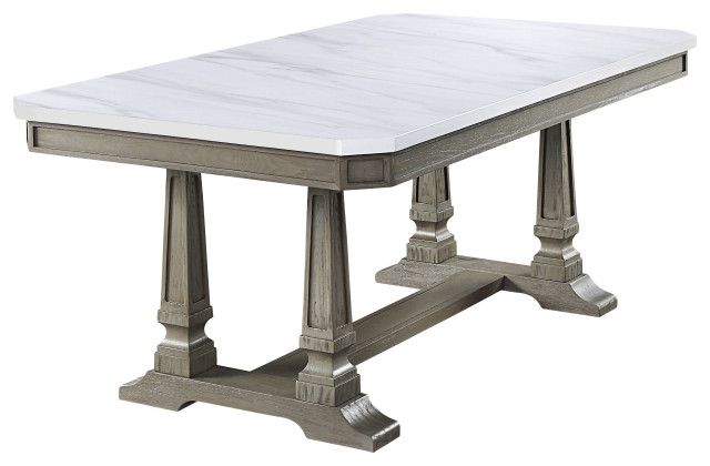 Zumala Dining Table, Marble And Weathered Oak - French Country - Dining ... within Zumala Dining Table, Marble And Weathered Oak