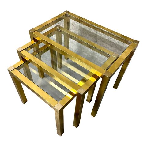 1960S Mid Century Brass Anodized Aluminum Nesting Tables (Set Of Three ... for Maximizing Space Efficiency with Compact Aluminum Bench Solutions