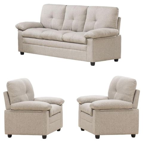 3 Piece Living Room Set With Sofa And 2 Armchairs In Beige - Walmart ... with The Psychology Behind Choosing Warm Color Palettes for Living Areas