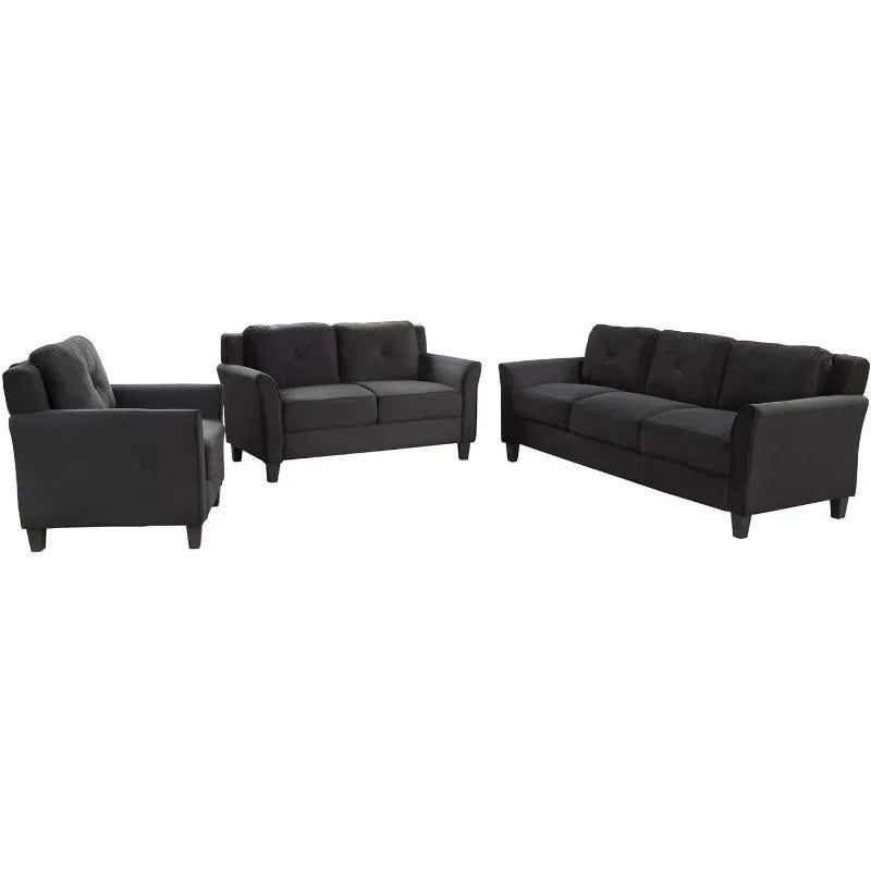 3 Pieces Sectional Sofa Set, Modern Style Button Tufted Upholstered Li ... with regard to Exploring the versatility of neutral hues in contemporary furniture styling
