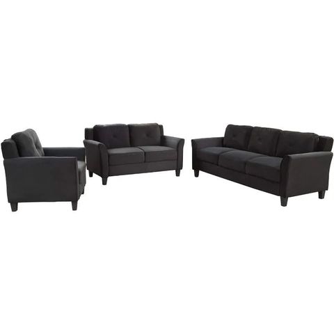 3 Pieces Sectional Sofa Set, Modern Style Button Tufted Upholstered Li ... with regard to Exploring the versatility of neutral hues in contemporary furniture styling