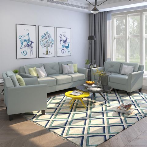 3 Pieses Modern Sofa Sets Polyester Blend Tufted Back Sofa&Couch ... inside Design Principles Behind Contemporary Sofa and Loveseat Sets