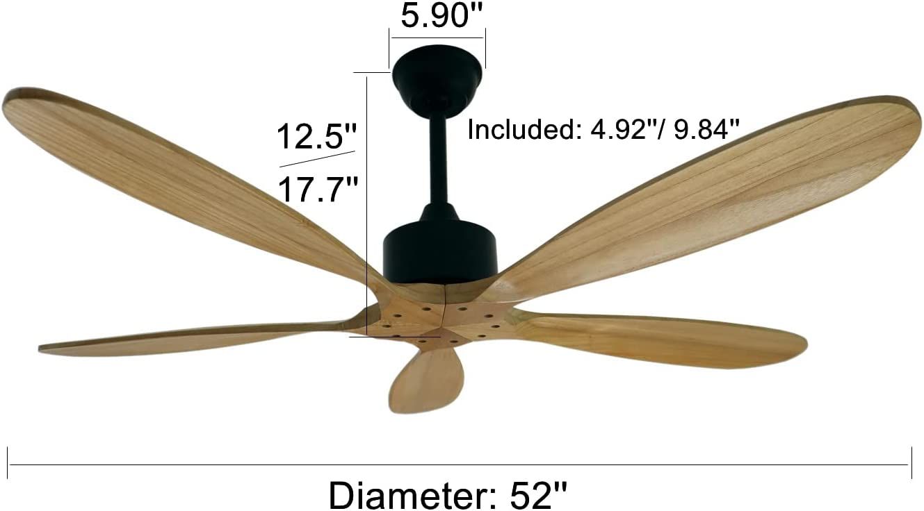 52 Inch Outdoor Ceiling Fan With Remote No Light Maple Wood Blades ... within Energy Efficient Outdoor Ceiling Fan 52 Inch