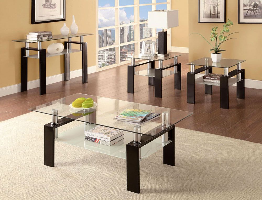 8 Best Glass Modern Coffee Table Sets For Decoration with Modern Living Room Essentials Contemporary Clear Glass and Matte Black Coffee Table Sets
