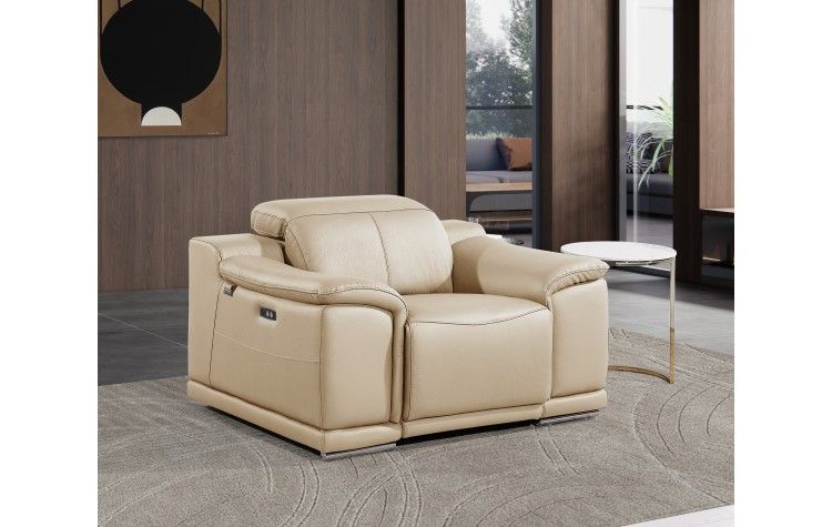 9762 Divanitalia Top Grain Italian Leather Power Reclining Chair With ... pertaining to Marco Top Grain Italian Leather Power Reclining Chair