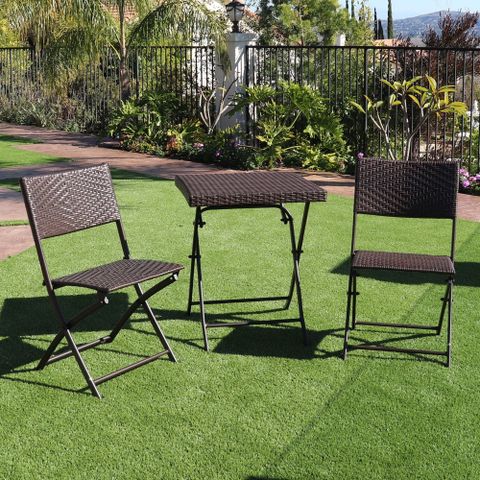 Abble 3 Piece Folding Bistro Set - Walmart.com regarding Modern 3 -Pieces Bistro Folding Furniture Set