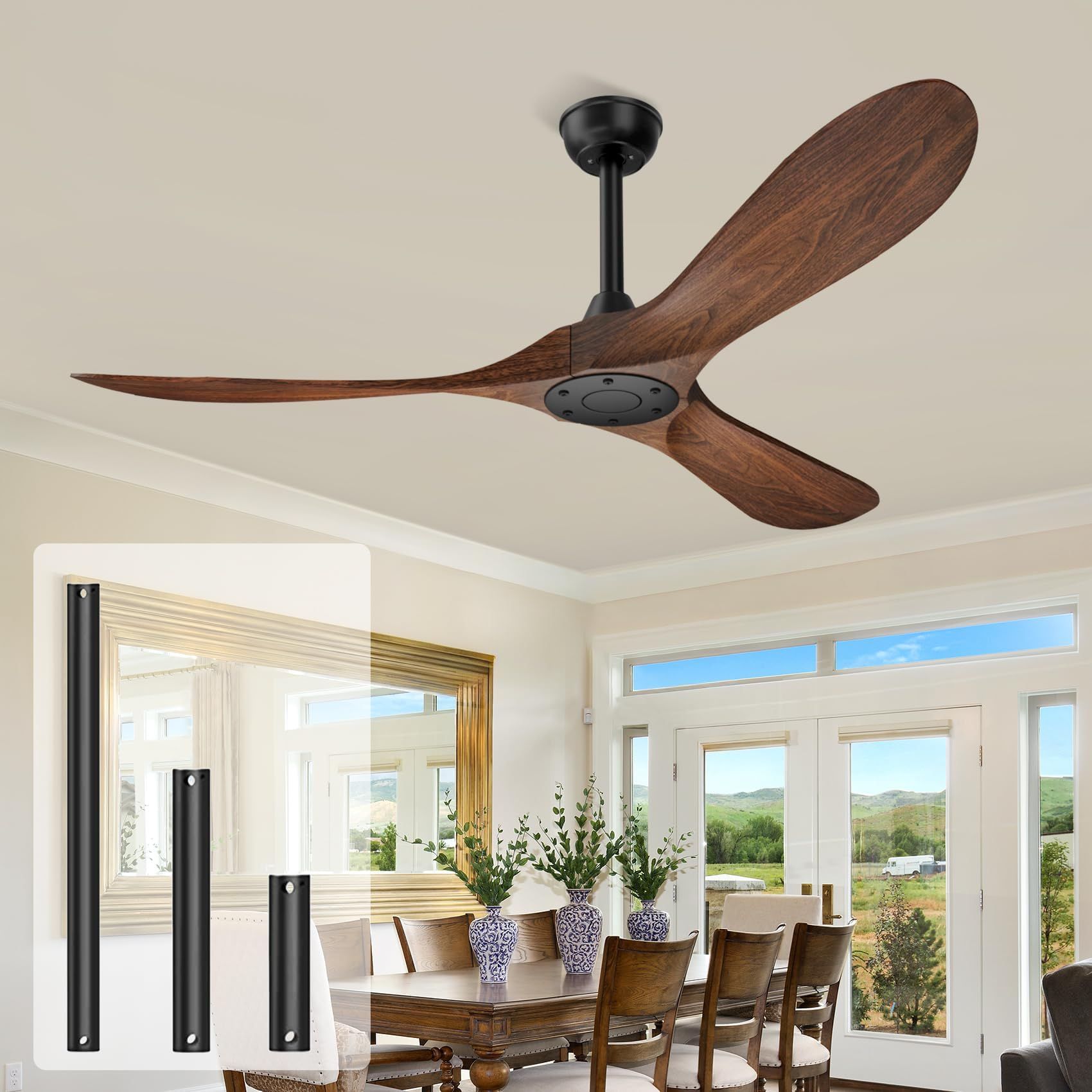 Amazon.com: Alescu Outdoor Ceiling Fan 52&quot; With Remote Control,Modern ... inside Maximizing comfort on your balcony with the perfect outdoor ceiling fan