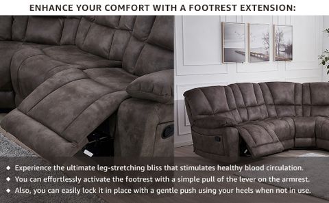 Amazon.com: Betsy Furniture Large Microfiber Reclining Sectional Living ... with Betsy Furniture Microfiber Reclining Sectional Living Room Set, Grey