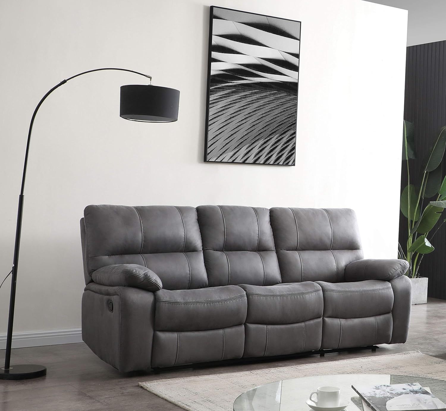 Amazon.com: Betsy Furniture Microfiber Reclining Sofa Couch Set Living ... for Choosing the Right Grey Sectional for Your Living Room Layout and Style